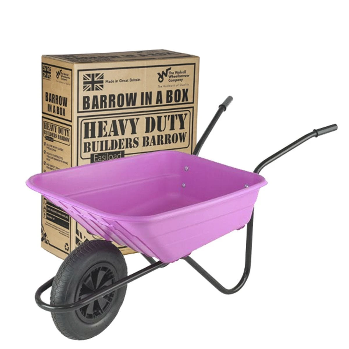 Walsall Wheelbarrow 90L Polypropylene Barrow In A Box - Pink - Image 3