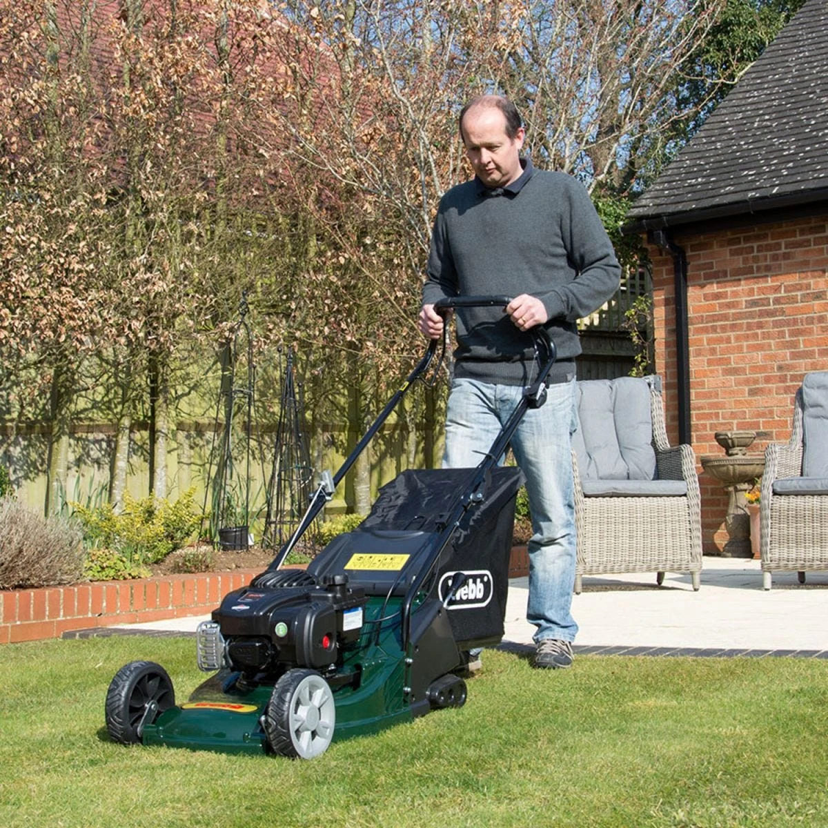 Webb RR17SP 43cm Self-Propelled ABS-Deck Rear-Roller Rotary Petrol Mower - Image 2
