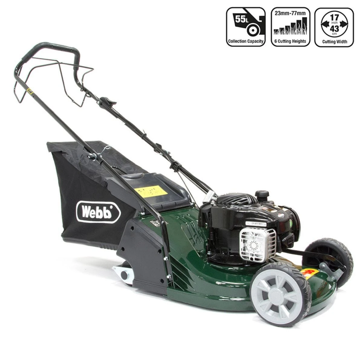 Webb RR17SP 43cm Self-Propelled ABS-Deck Rear-Roller Rotary Petrol Mower - Image 8