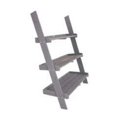Charles Bentley FSC Wide Wooden Ladder Planter - Grey