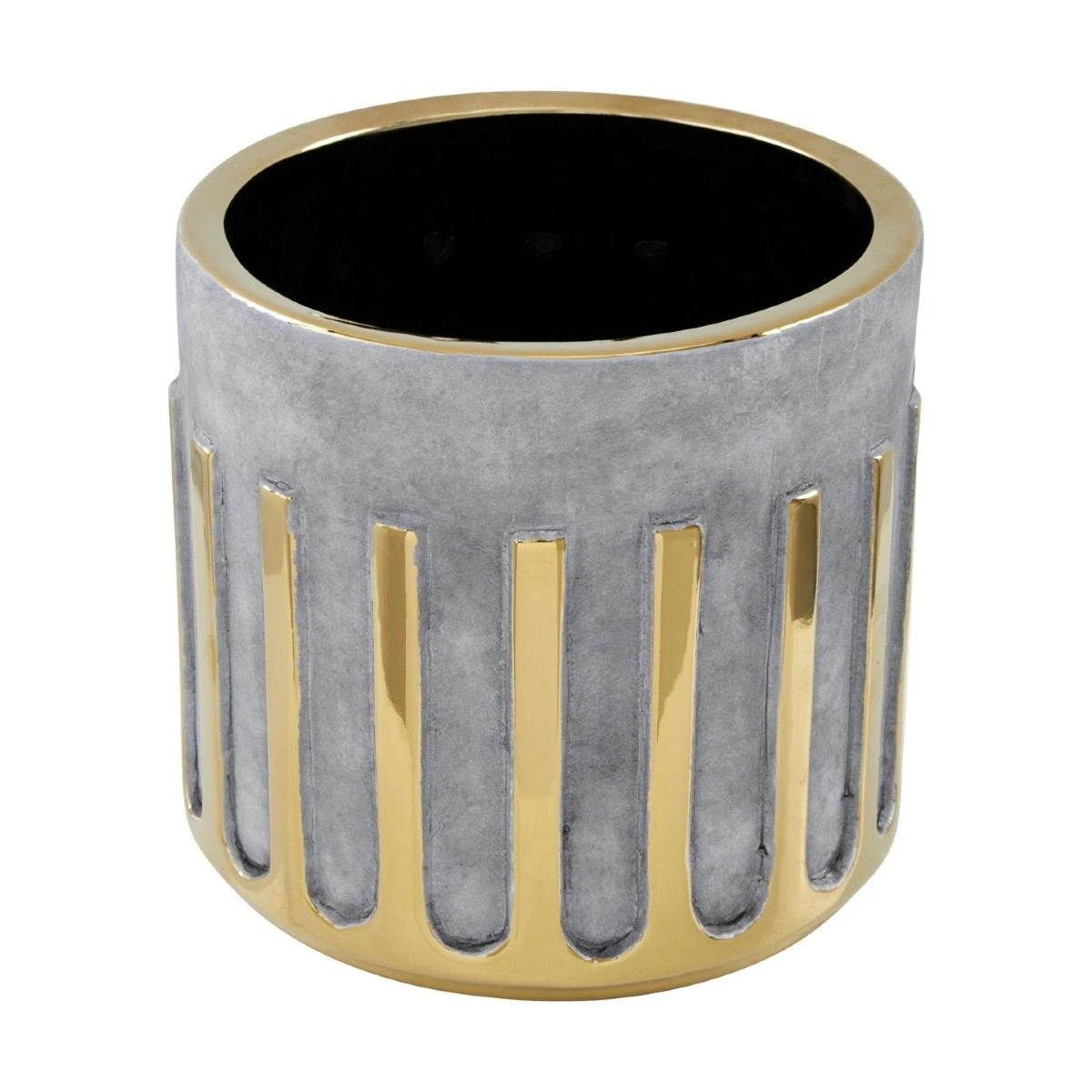 Large Ceramic Planter - Grey/Gold Base