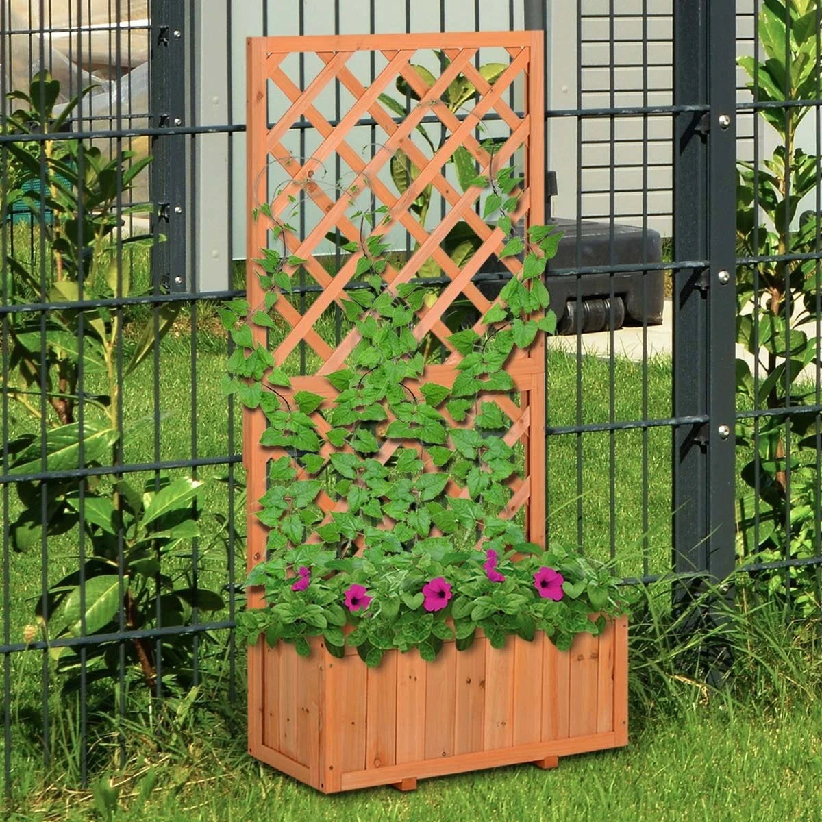 Outsunny Wooden Planter With Trellis - Image 2
