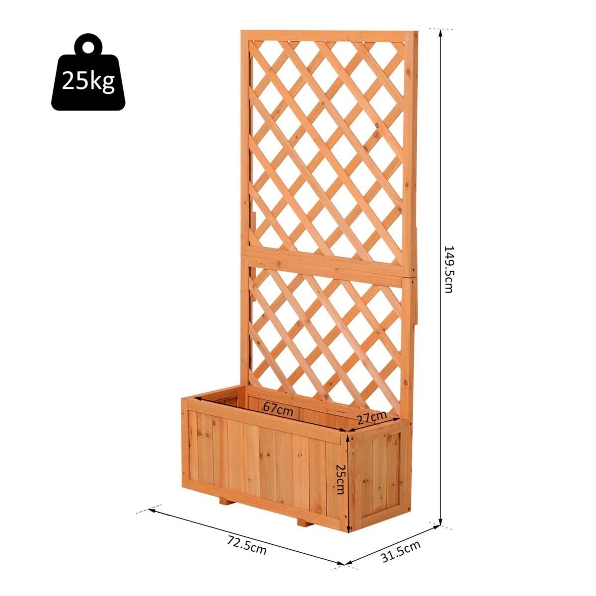 Outsunny Wooden Planter With Trellis - Image 3