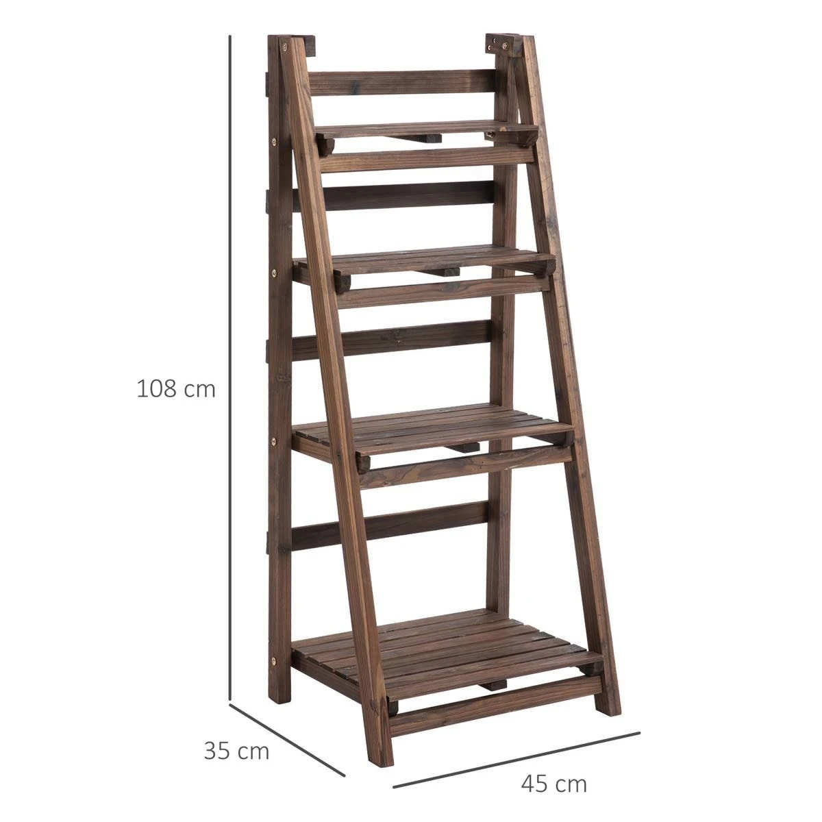 Outsunny Wooden Four Tier Plant Shelf Unit - Image 3