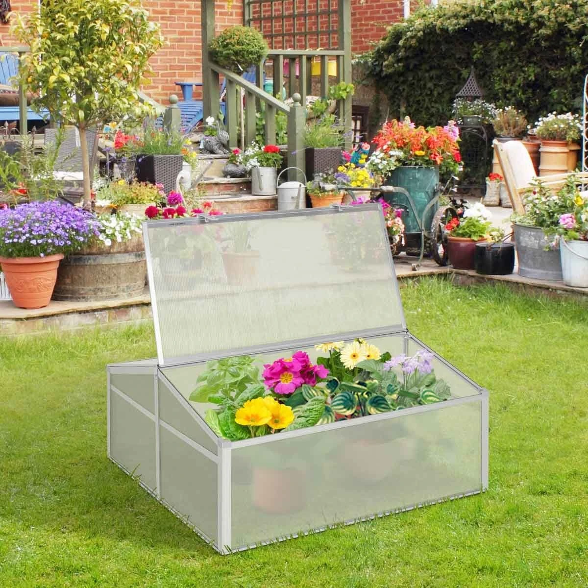 Outsunny 2 Level Adjustable Cold Frame Greenhouse - Image 7