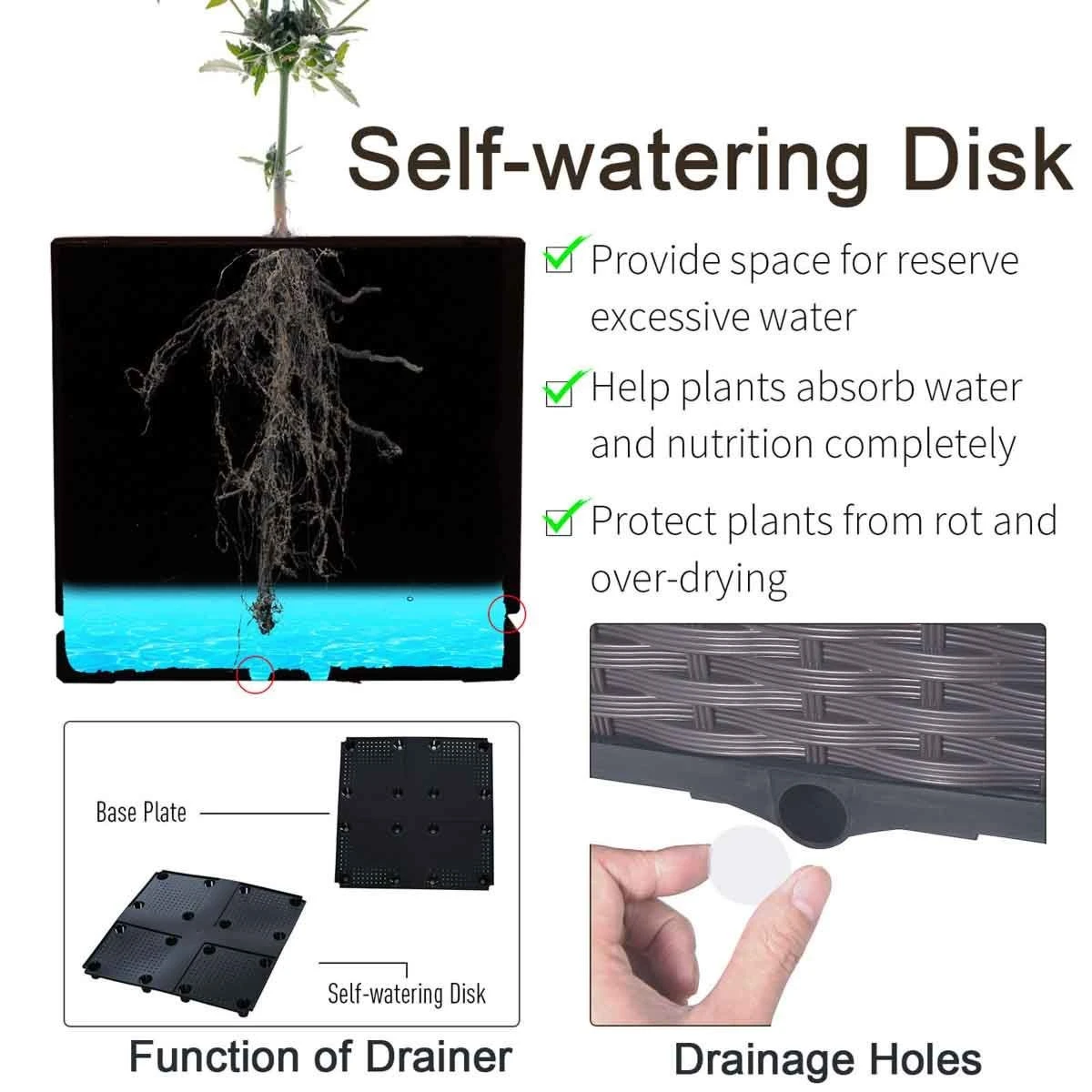 Outsunny Rattan Effect Raised Duo Planter - Brown - Image 4