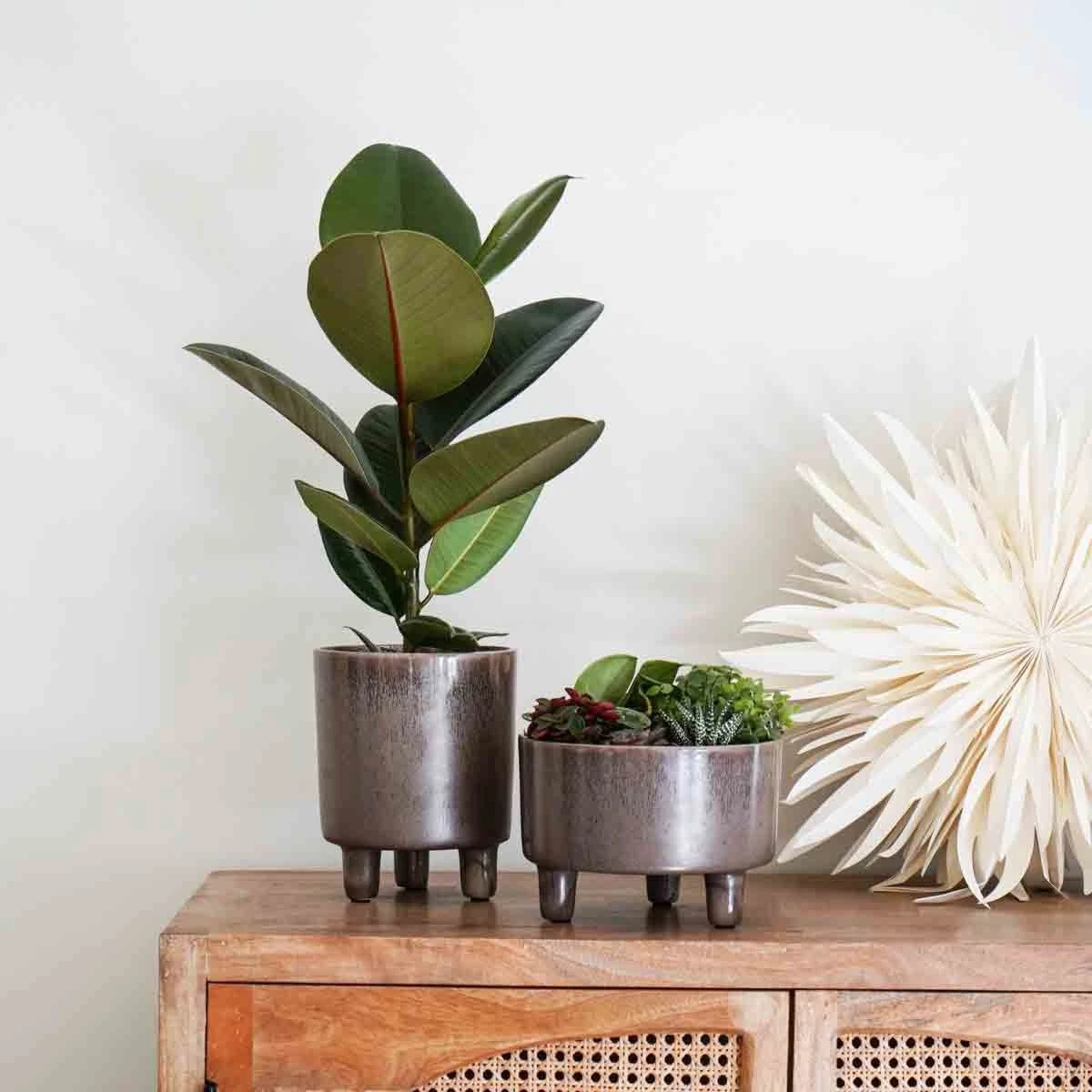 Pisa Reactive Glaze Planter Mocha H19CM D16CM