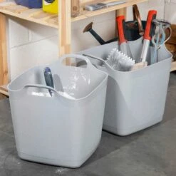Wham Set 2 25 Litre Flexi-Store Graduated Square Tub - Grey