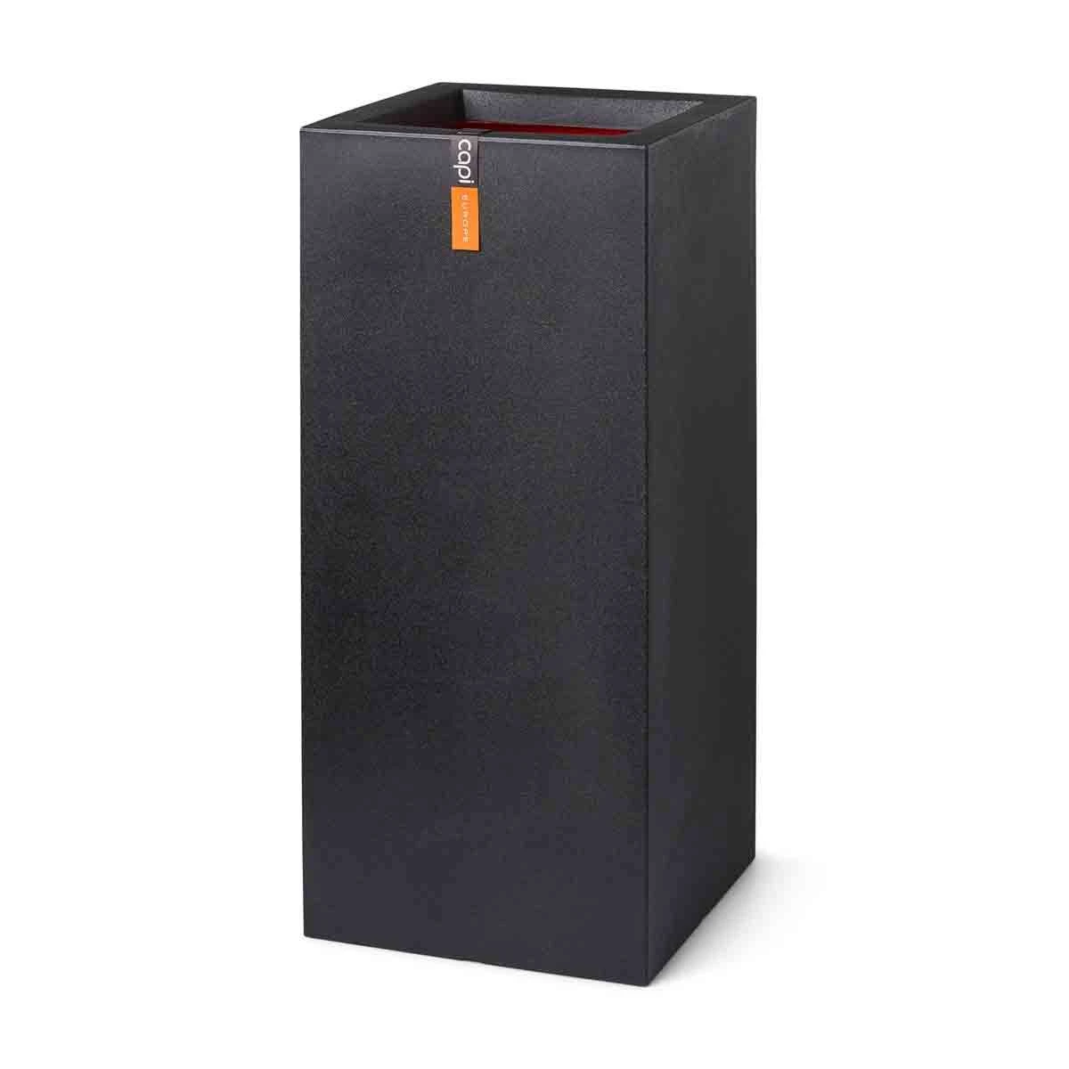 Capi Europe Rectangle Planter Smooth NL 36x36x79 - Black