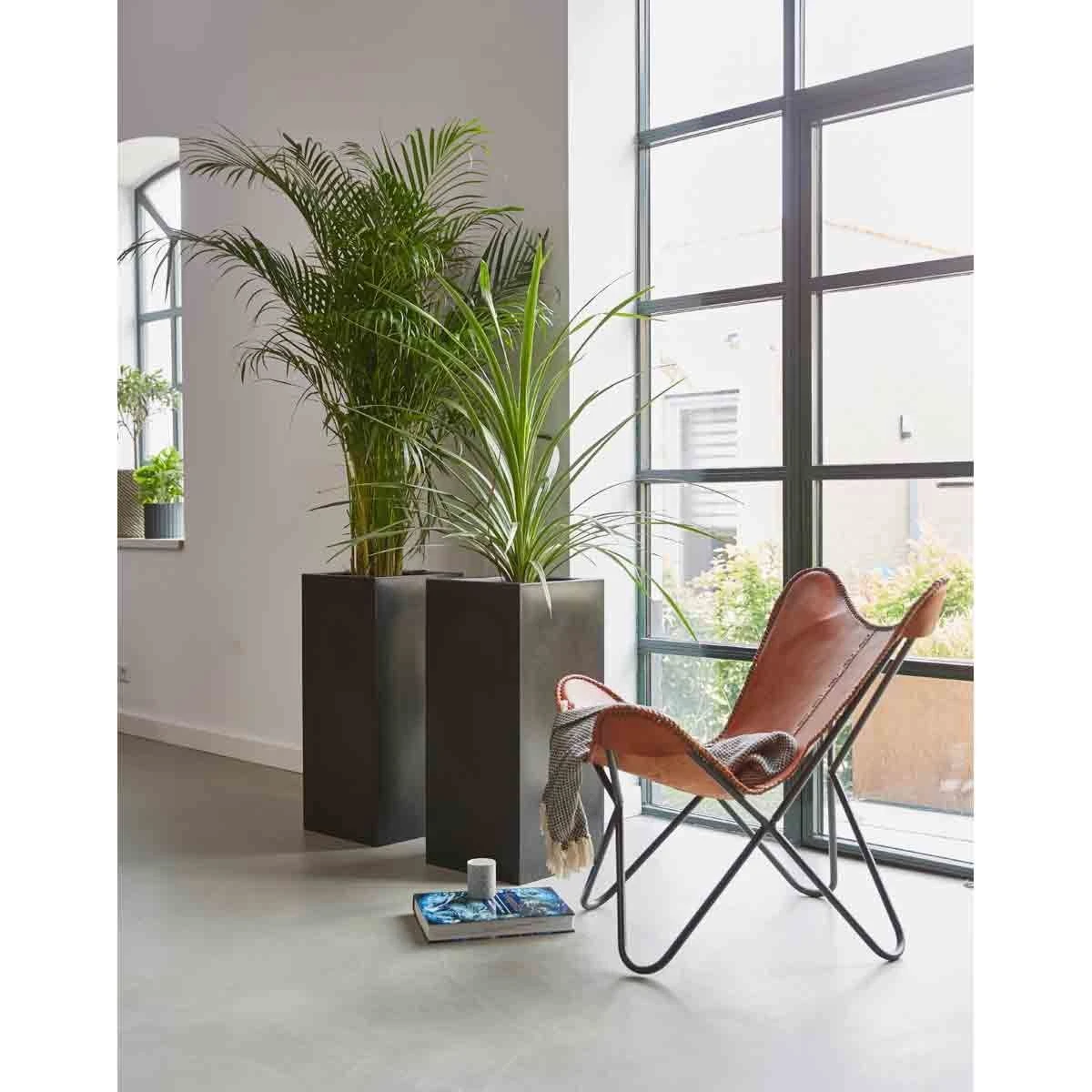 Capi Europe Rectangle Planter Smooth NL 36x36x79 - Black - Image 3