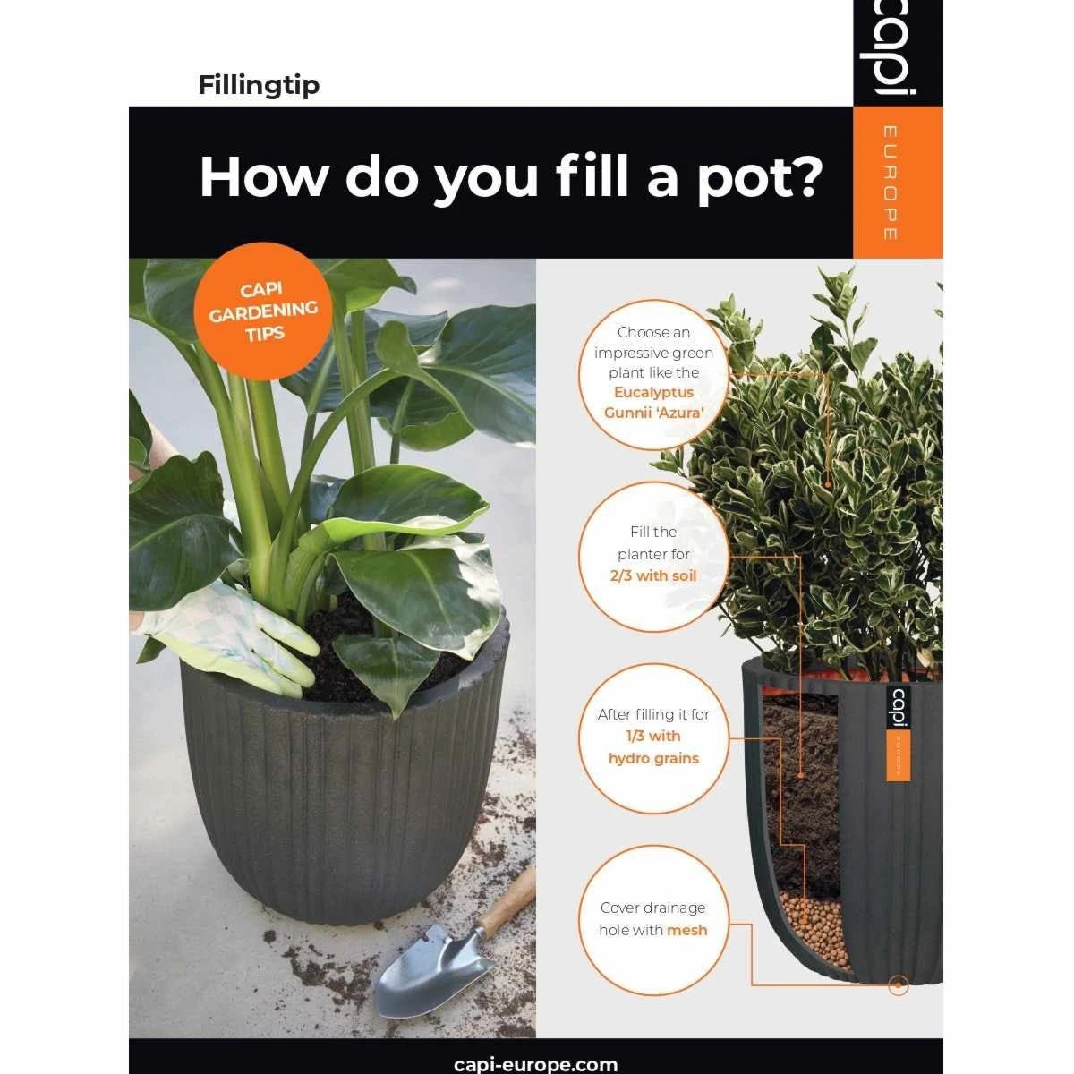 Capi Europe Rectangle Planter Smooth NL 36x36x79 - Black - Image 5