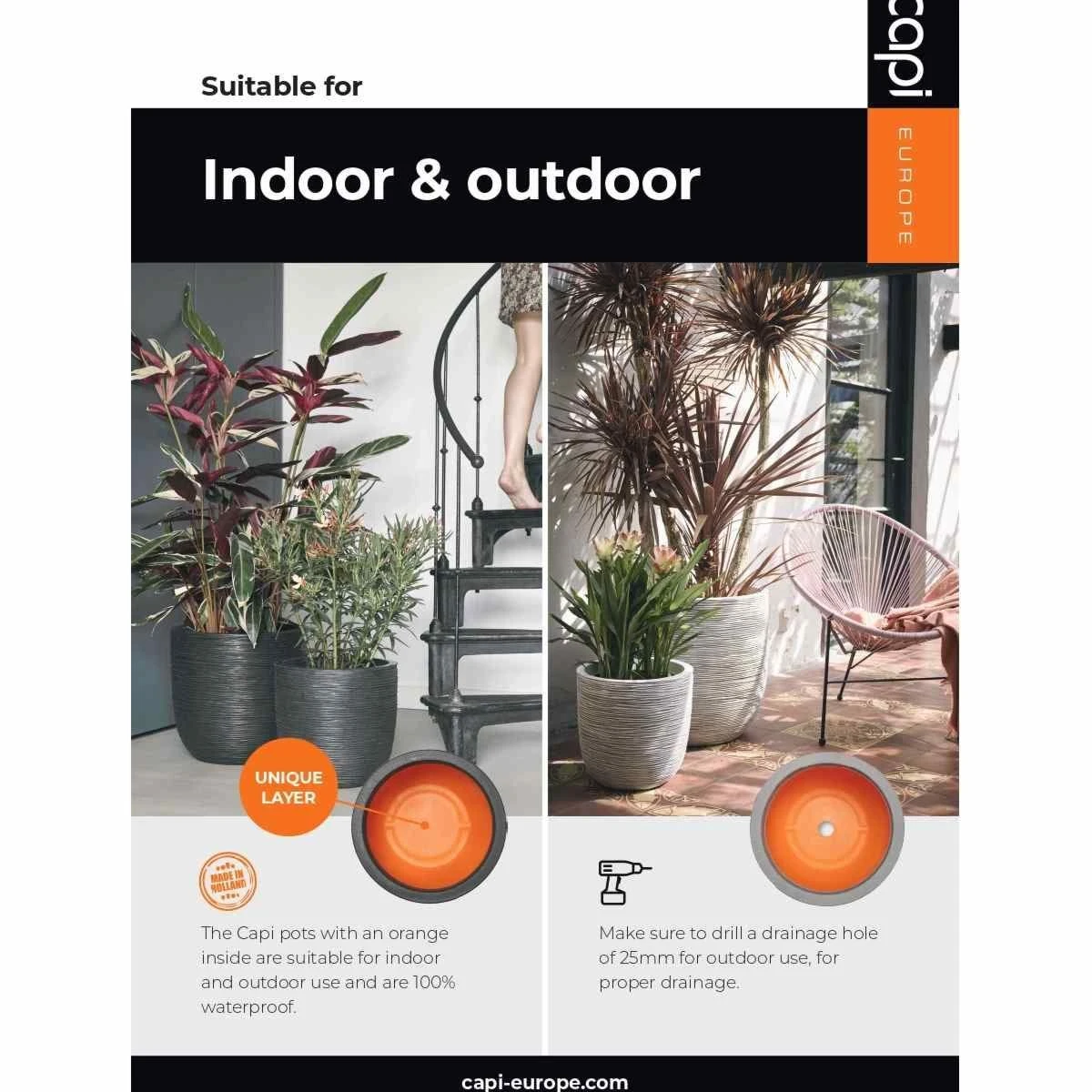 Capi Europe Rectangle Planter Smooth NL 36x36x79 - Black - Image 6