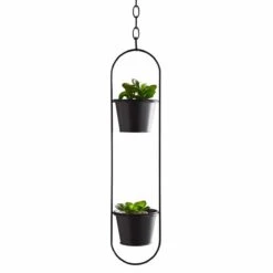 Native Home & Lifestyle Small Duo Black Hanging Plant Holder