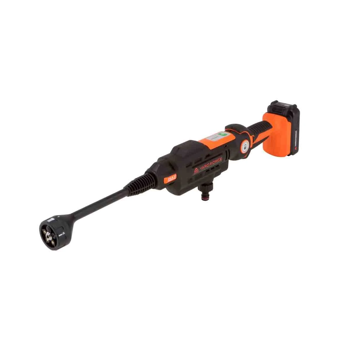 Yard Force 20V Aquajet Cordless Pressure Cleaner W/ 2.5Ah Lithium-ion Battery Charger & Accessories - Orange & Black