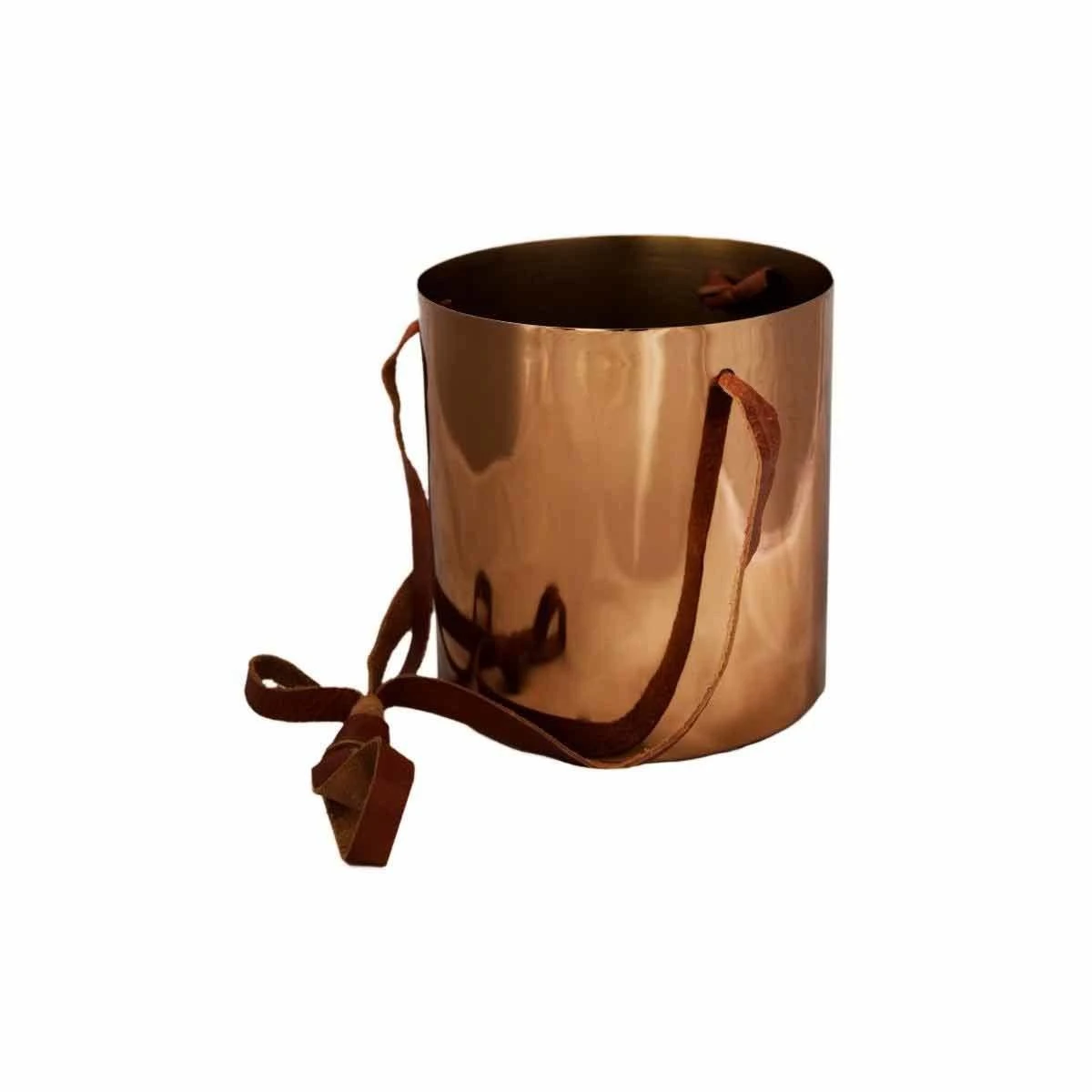 Ivyline Copper Hanging Planter With Leather Strap - D13Cm - Image 2