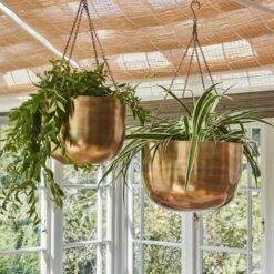 Ivyline Indoor Mayfair Antique Brass Hanging Planter - H16Cm X D21Cm