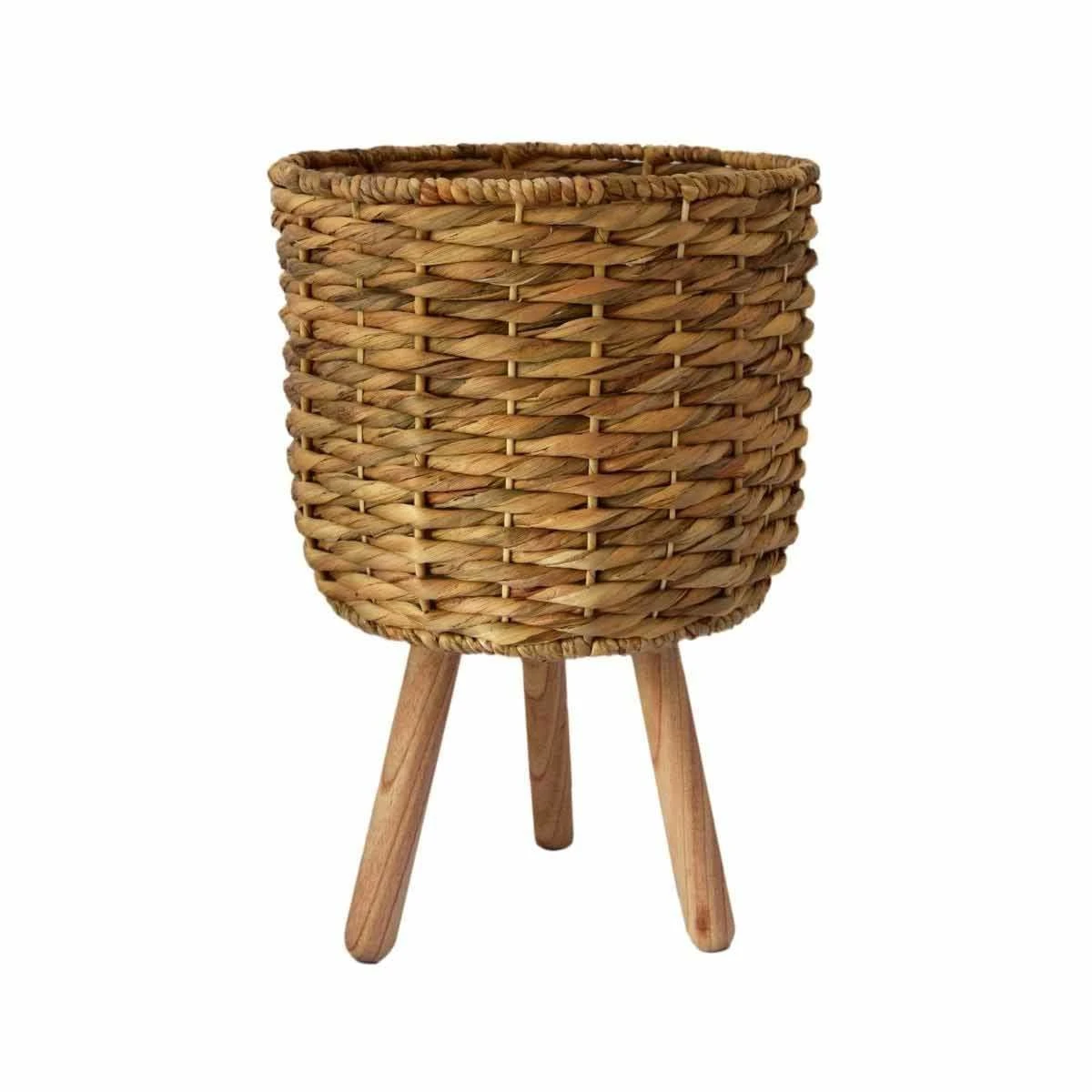 Ivyline Water Hyacinth Lined Basket On Legs - H45Cm D30Cm - Image 2