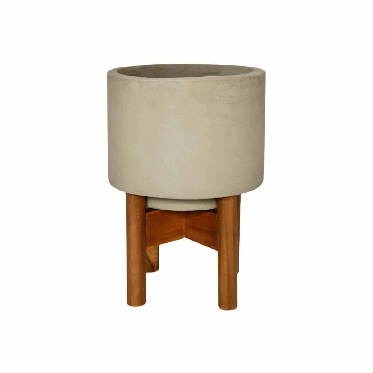 Ivyline Vigo Concrete Grey Planter With Stand - 28Cm