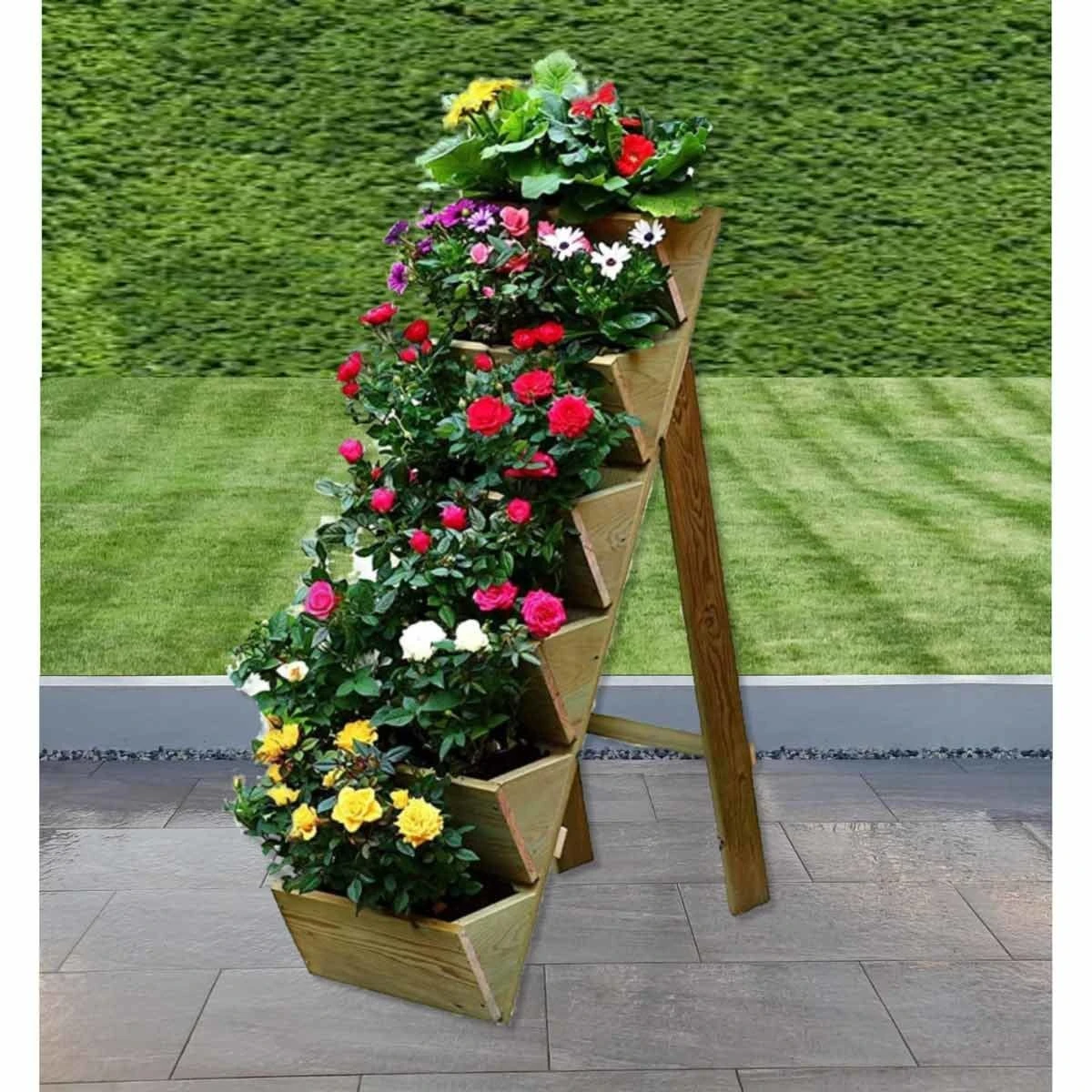 Groundlevel 6 Tier Fruit Or Flower Wooden Planter - Brown