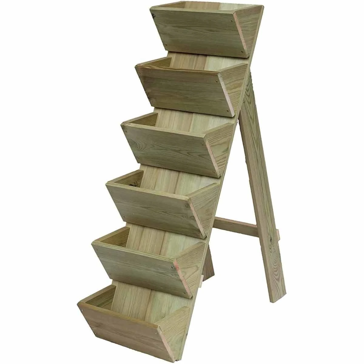 Groundlevel 6 Tier Fruit Or Flower Wooden Planter - Brown - Image 2