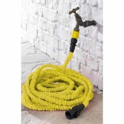Groundlevel 100Ft Garden Hose With 7-dial Spray Gun And Hose Holder - Yellow