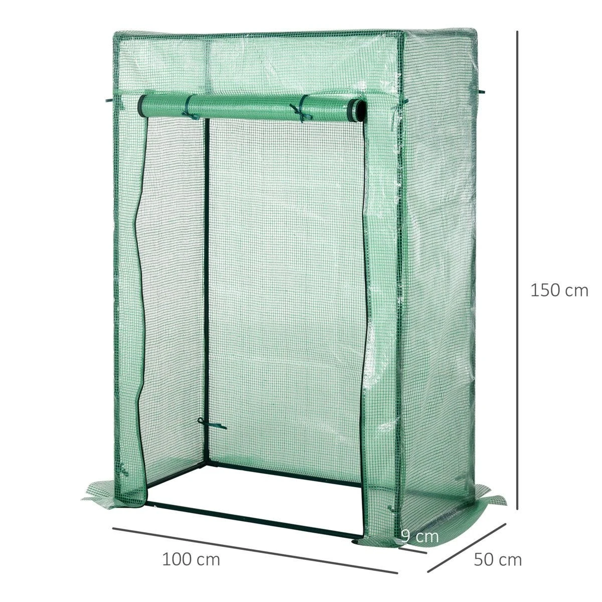 Outsunny 100 X 50 X 150cm Greenhouse W/ Zipper Roll-up Door Outdoor Green - Image 3