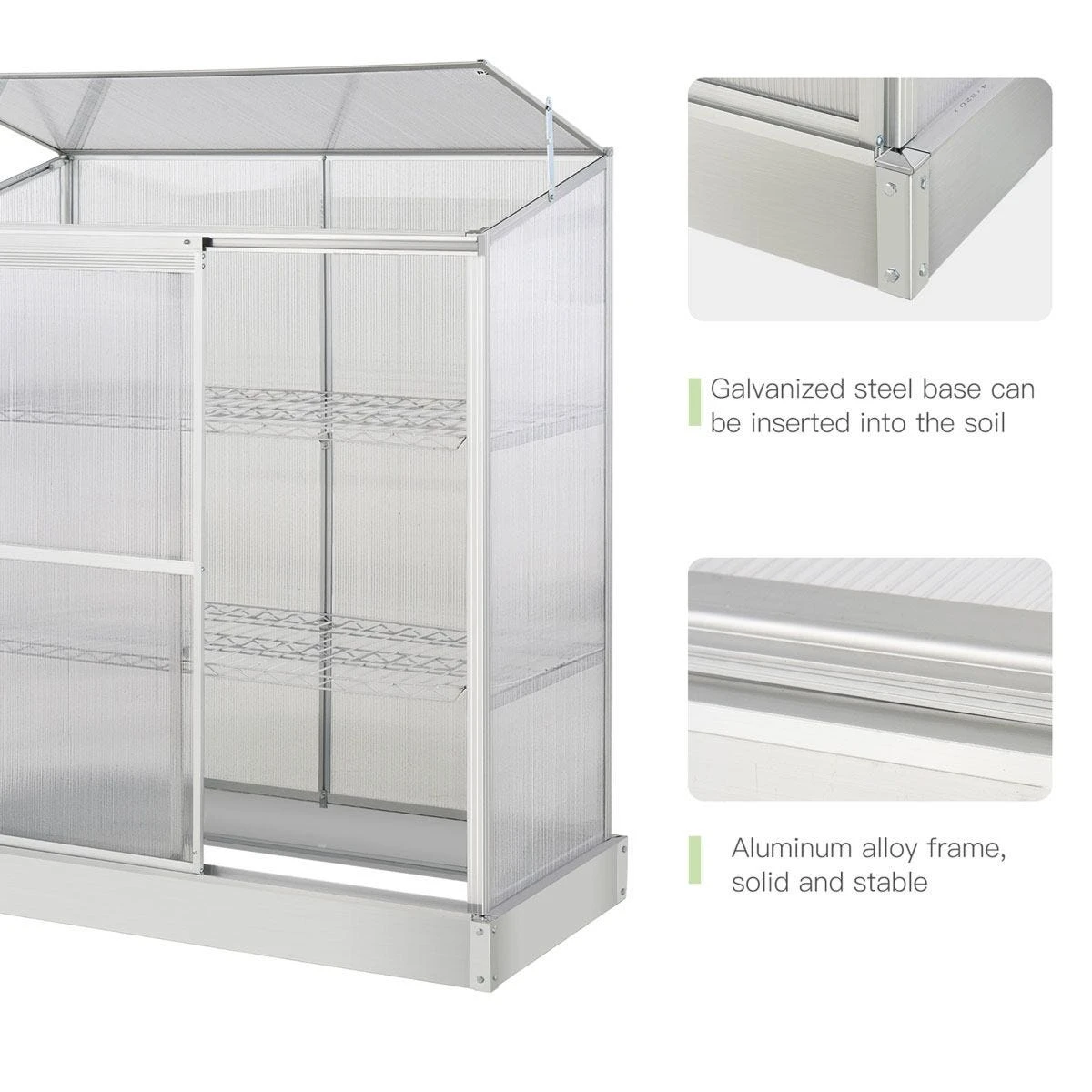 Outsunny 4x2Ft 3-tier Greenhouse Outdoor Plant Grow Aluminium Frame W/ Roof Door - Image 5