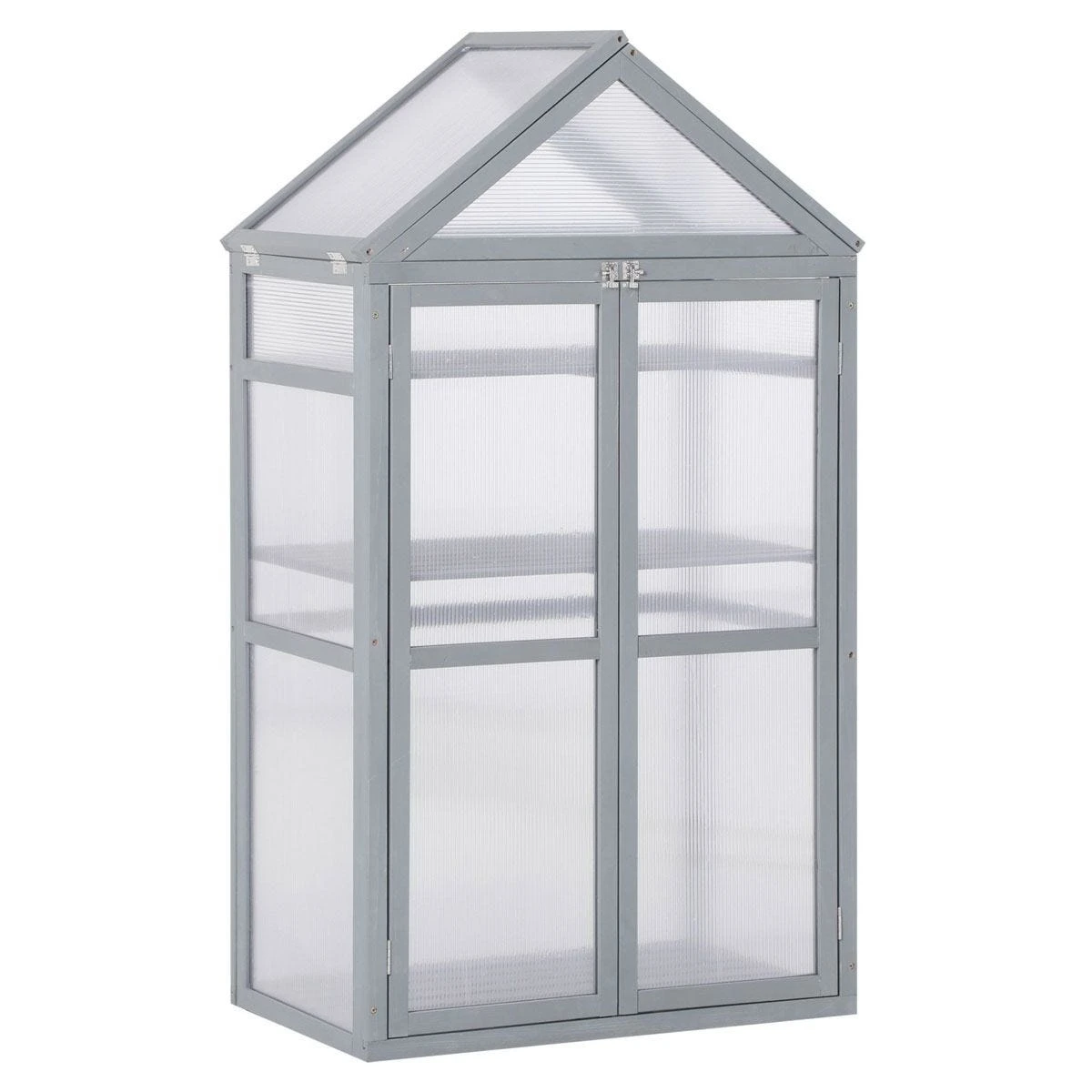 Outsunny 80x47x138cm Wood Cold Frame Greenhouse For Plants Pc Board Grey