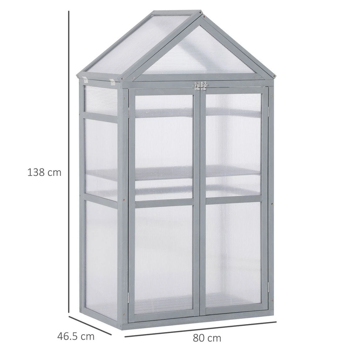 Outsunny 80x47x138cm Wood Cold Frame Greenhouse For Plants Pc Board Grey - Image 3