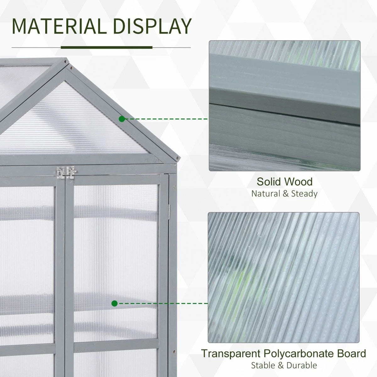 Outsunny 80x47x138cm Wood Cold Frame Greenhouse For Plants Pc Board Grey - Image 6