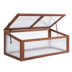 Outsunny Square Wooden Outdoor Greenhouse For Plants Pc Board 100 X 65 X 40cm
