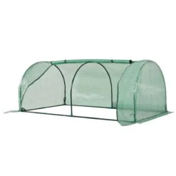 Outsunny Tunnel Greenhouse Grow House Steel Frame Pe Green 200x100x80 Cm