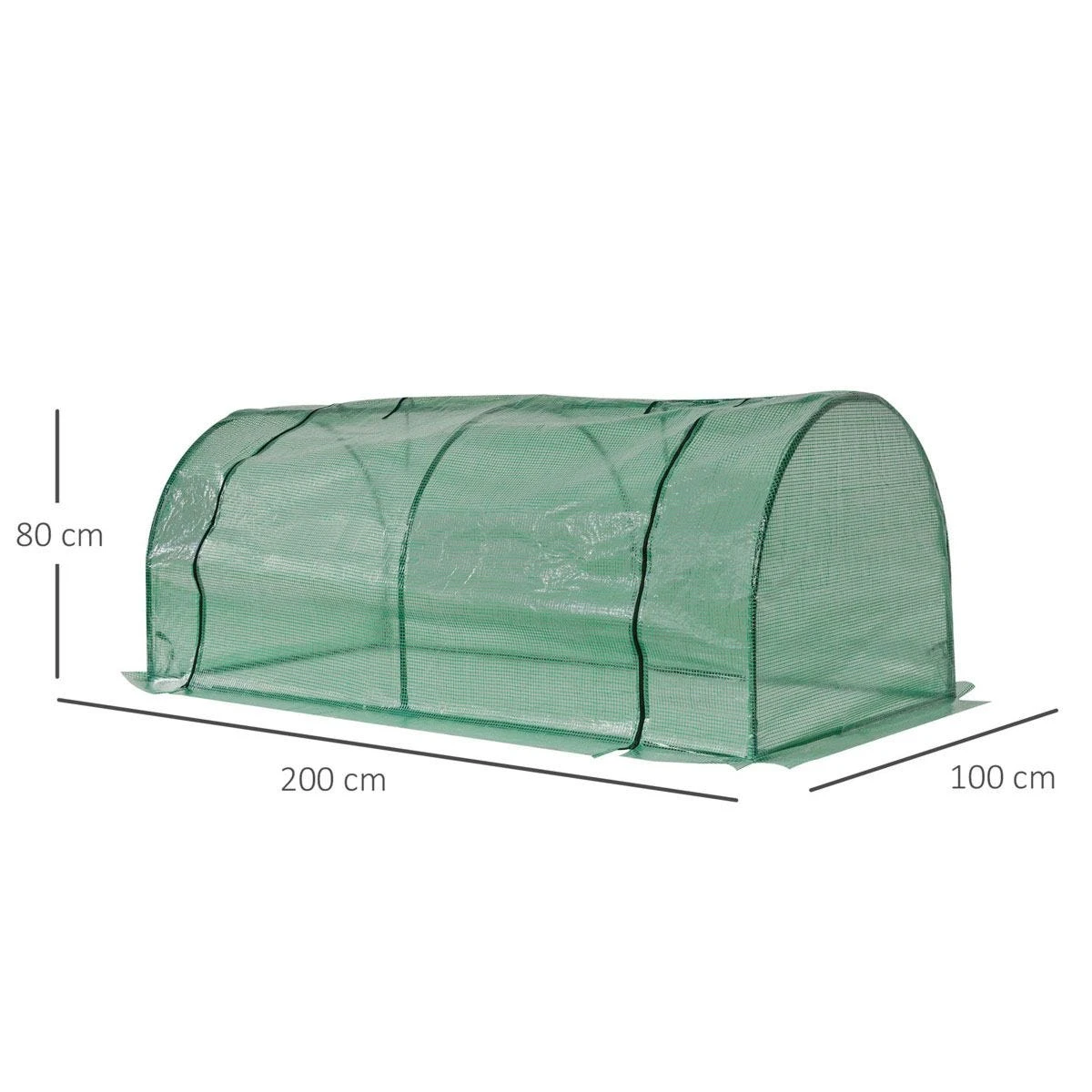 Outsunny Tunnel Greenhouse Grow House Steel Frame Pe Green 200x100x80 Cm - Image 3