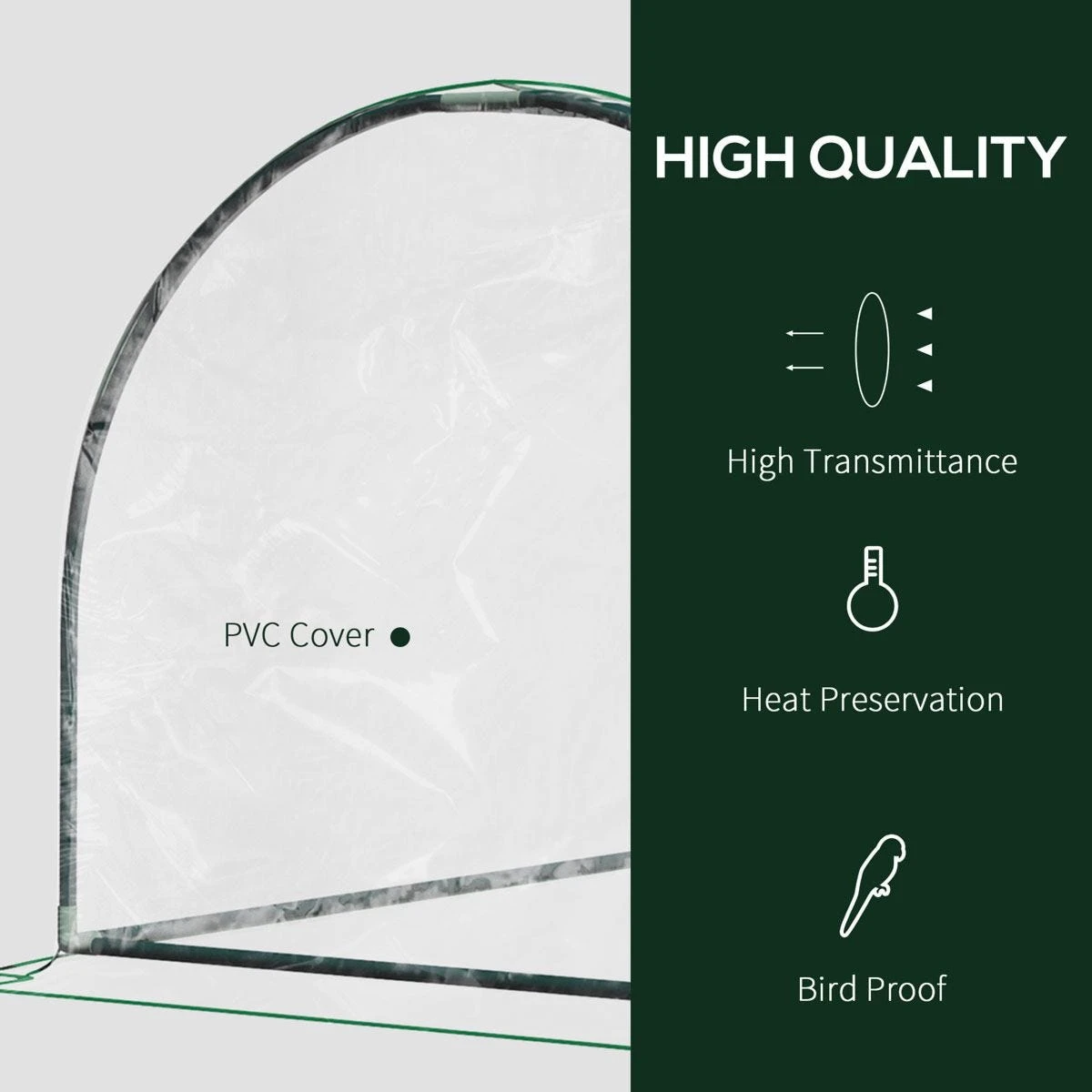 Outsunny Tunnel Greenhouse Grow House Steel Frame Pe Transparent 200x100x80 Cm - Image 6