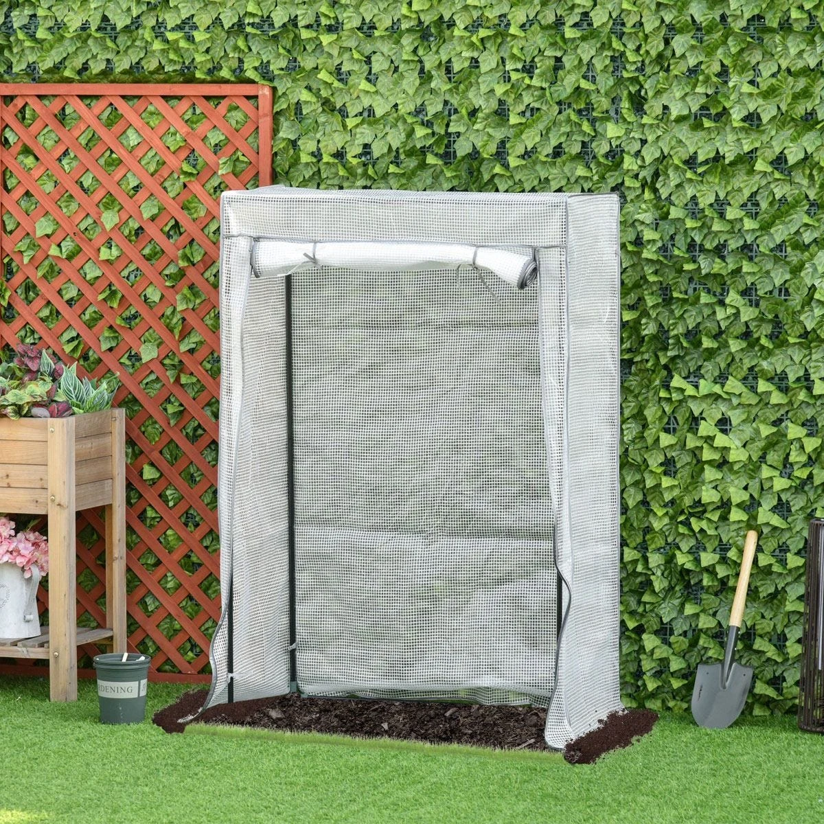 Outsunny 100 X 50 X 150cm Greenhouse W/ Zipper Roll-up Door Outdoor White - Image 2