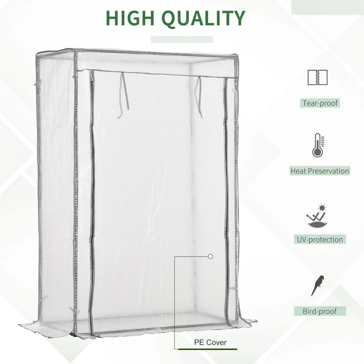 Outsunny 100 X 50 X 150cm Greenhouse W/ Zipper Roll-up Door Outdoor White - Image 5