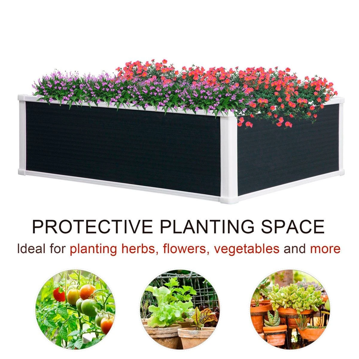 Outsunny Garden Raised Bed Planter Grow Containers Flower Pot PP 100 X 80cm - Image 4