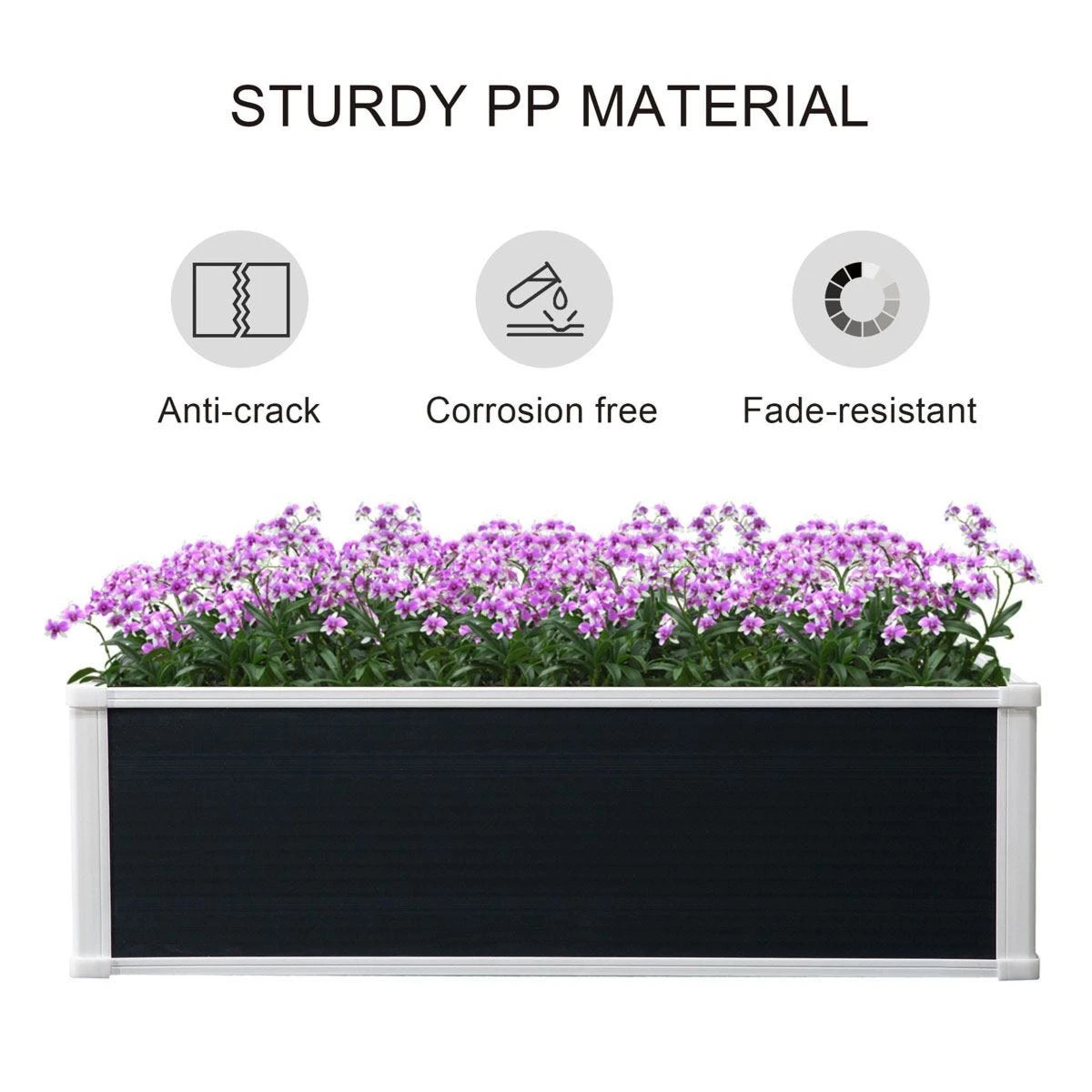 Outsunny Garden Raised Bed Planter Grow Containers Flower Pot PP 100 X 80cm - Image 5