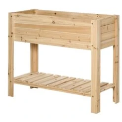 Outsunny Wooden Raised Garden Bed Plant Stand Box With Clapboard 100 X 40 X 84cm