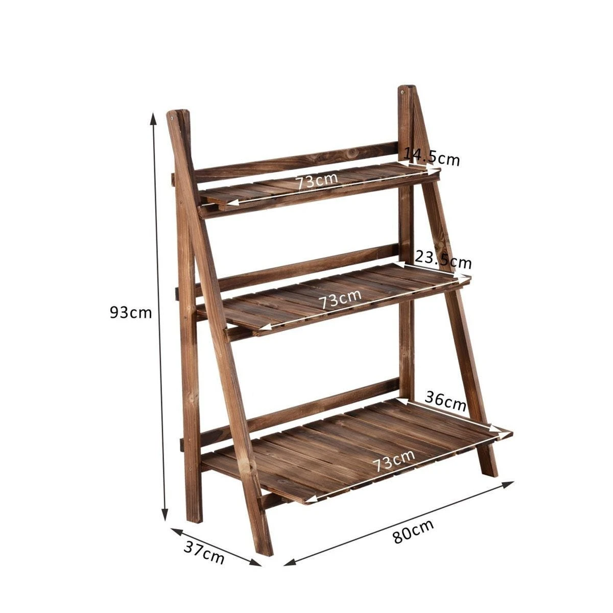 Outsunny Wooden Flower Pot Rack Holder Fold Storage Shelf Stand Vegetable - Image 3