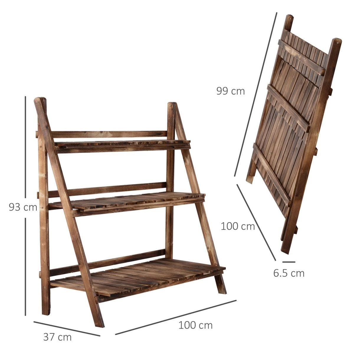 Outsunny Flower Stand Plant Display 3-tier Foldable Wood Garden Patio - Image 3