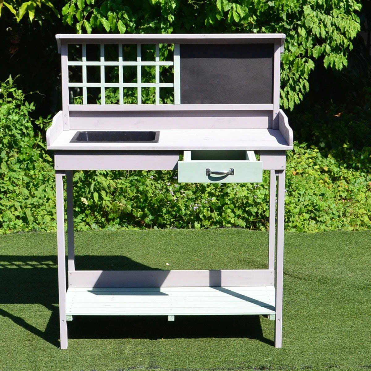 Homcom Outdoor Potting Table Bench Workstation Planting Wood Shelves - Image 8