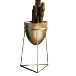 Battersea Metal Planter Gold 380x340x610Mm