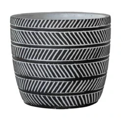 Fulham Pot Black/White Large 170x170x150Mm