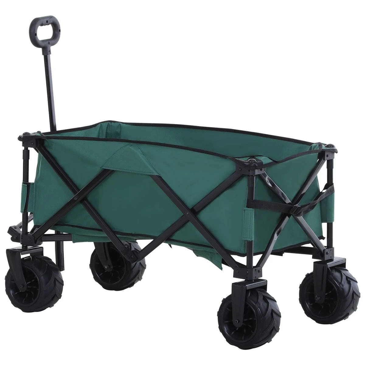 Outsunny Outdoor Folding Cargo Cart W/ Telescopic Handle