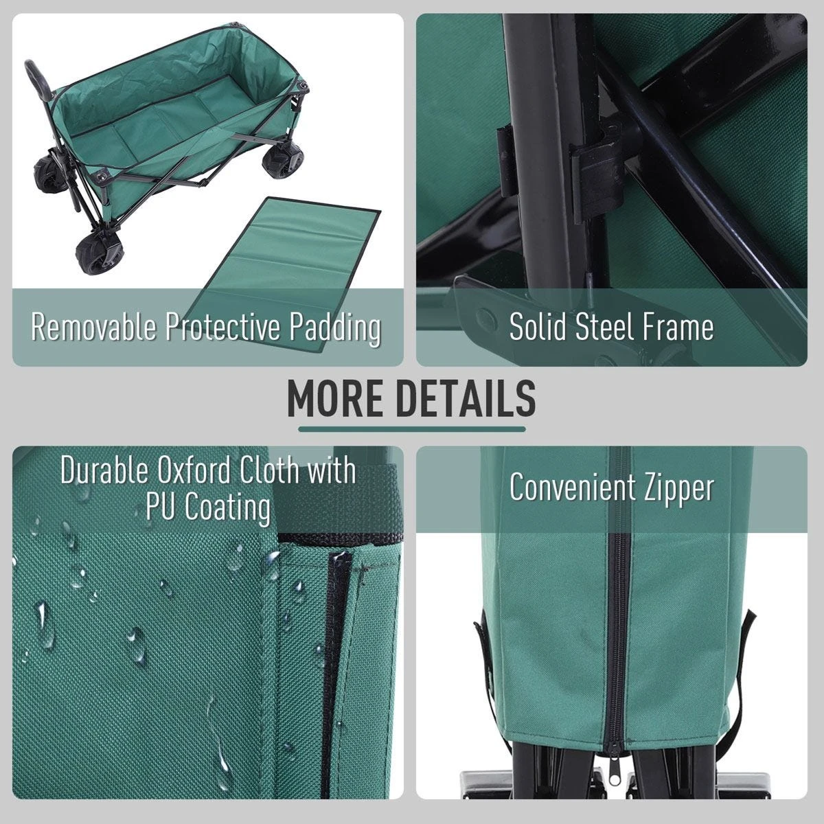 Outsunny Outdoor Folding Cargo Cart W/ Telescopic Handle - Image 4