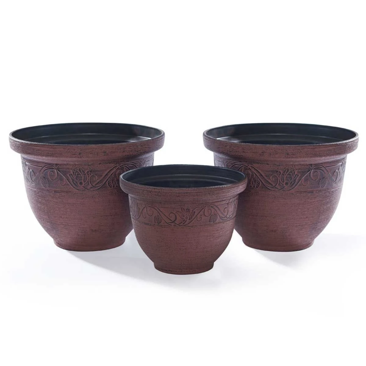 Greenhurst 3pc Recycled Antique Planter Set - Brown