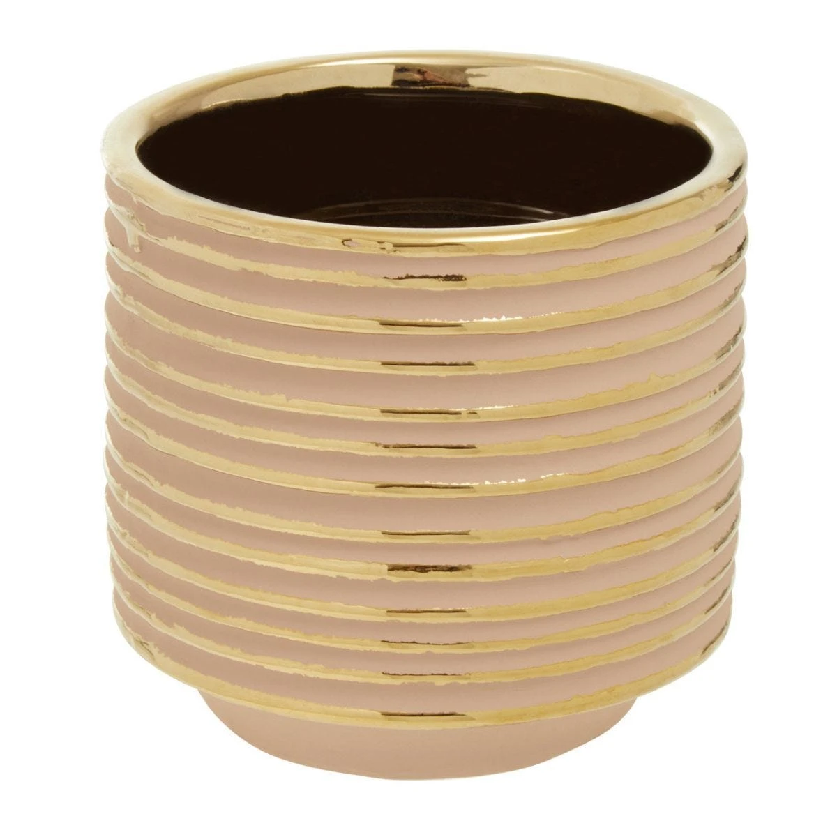Interiors By Ph Small Ceramic Planter Blush Gold Stripe - Image 2