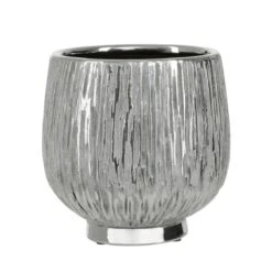 Interiors By Ph Small Silver Ceramic Planter