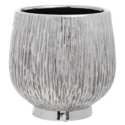 Interiors By Ph Large Silver Ceramic Planter